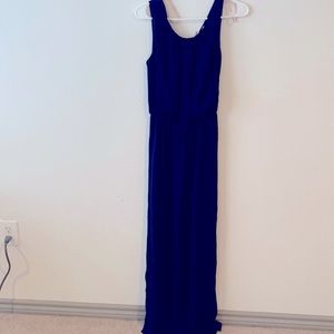 Blue side slit long dress